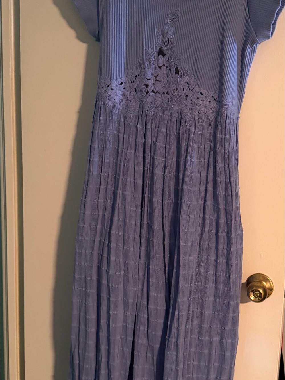 Free People Lavender Blue Maxi Dress with Crochet Waist